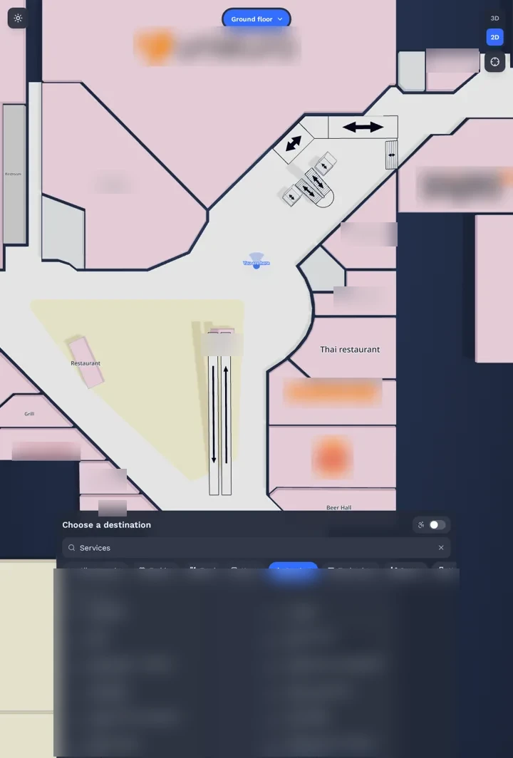The same live demo map in a vertical kiosk layout